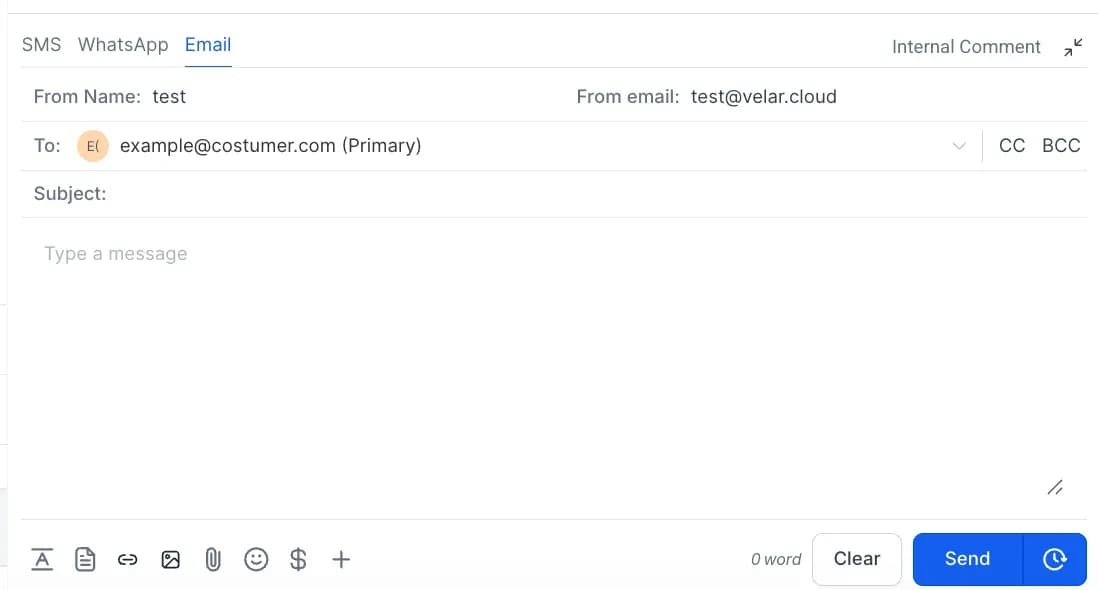 Writing an email in the inbox