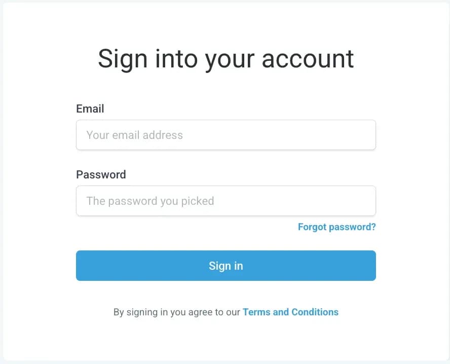 The Velar Cloud sign-in page