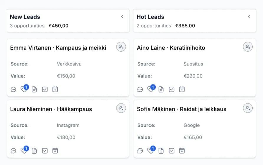 The Velar Cloud sales pipeline: deals by stage, from new leads to bookings